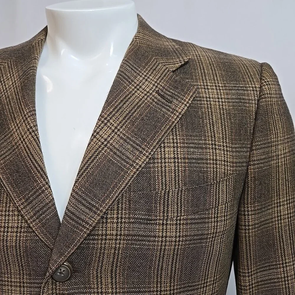 FLAWS Needs Repair Canali Blazer Cashmere Blend Glenplaid Mens Size 38 Jacket